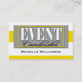 Event Coordinator Ticket Yellow Business Cards