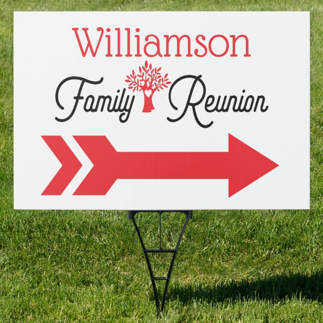 Event Direction Arrow Family Reunion Sign (Insitu)