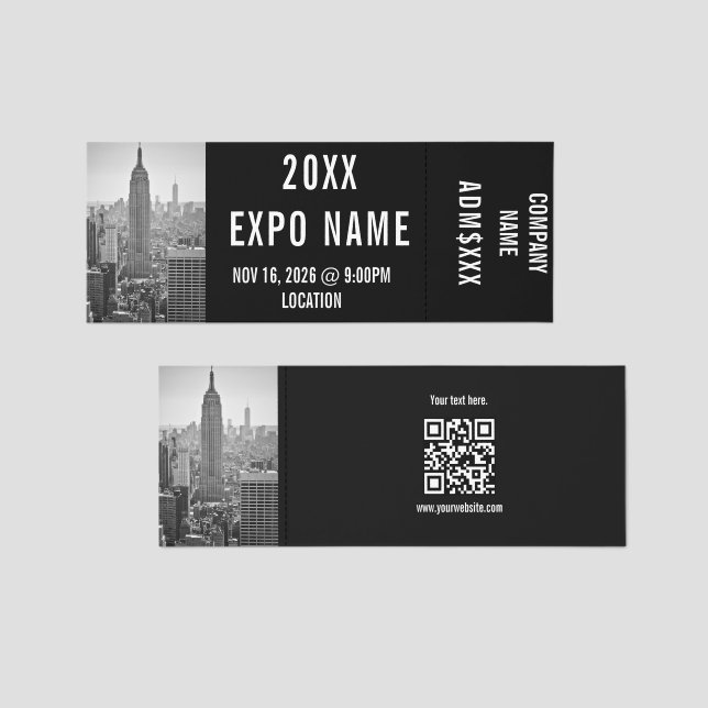 Event Expo Ticket DIY Tickets Photo QR Code (Front/Back)