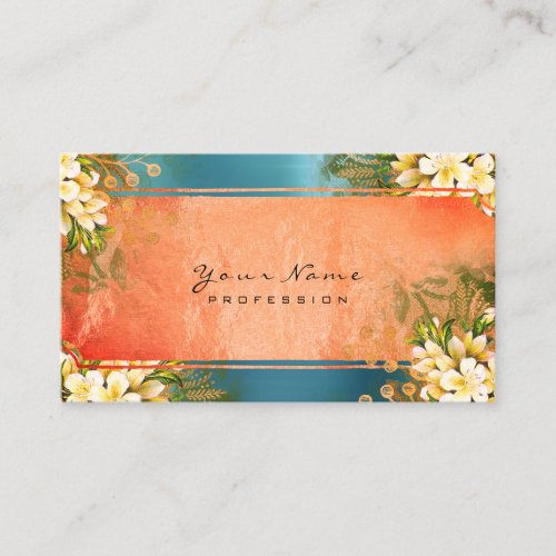 Event Floral Mint Green Coral Blue Rose Gold Business Card