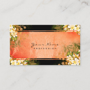 Event Floral Mint Green Coral White Rose Gold Business Card