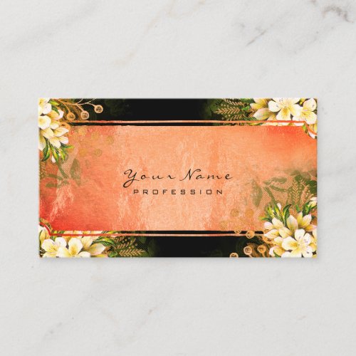 Event Floral Mint Green Coral White Rose Gold Business Card