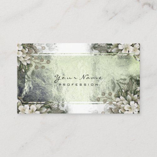 Event Floral Mint Green Gold White Gold Metallic Business Card