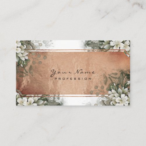 Event Floral Mint Green Gold White Rose Gold Business Card