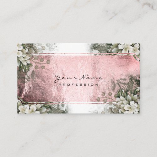 Event Floral Mint Green Pink Rose  White Gold Business Card