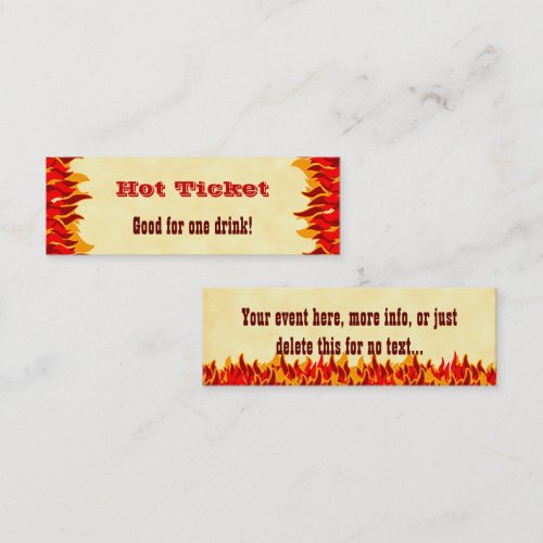 Event Hot Ticket Free Drink Red Flames Ticket