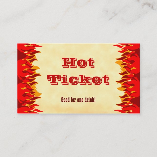 Event Hot Ticket Red Flames Business Card Template (Front)