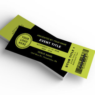 Event Logo Barcode Black Green Template Raffle Tickets