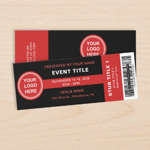 Event Logo Barcode Black Red Theater Rock Show Raffle Tickets