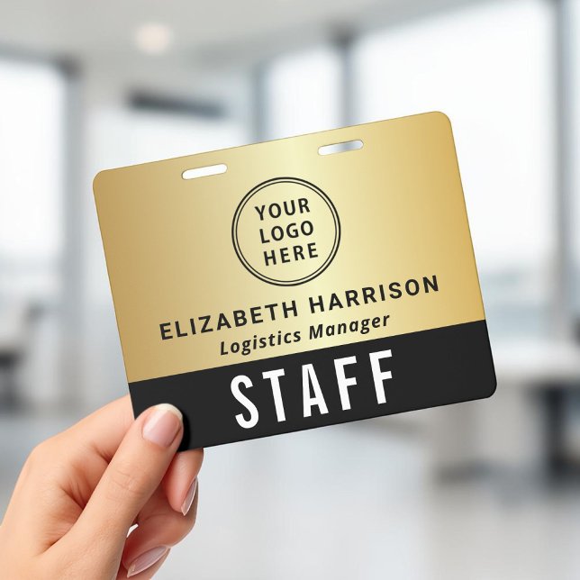 Event Logo Black Gold Crew Vendor Staff ID Name Badge (Event Logo Black Gold Crew Vendor Staff ID Name Badge)