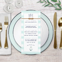 Event Mint &amp; White Striped ⚓Nautical Knot Wedding  Menu