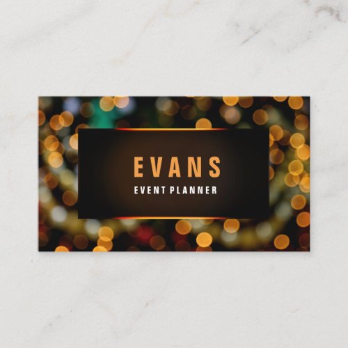 Event Modern Black Dots Confetti Sparkly Lights Business Card