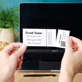 event name date simple minimal scan QR details fun Raffle Tickets