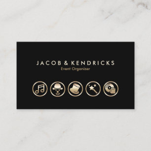 Event Organizer Gold Icons Business Card