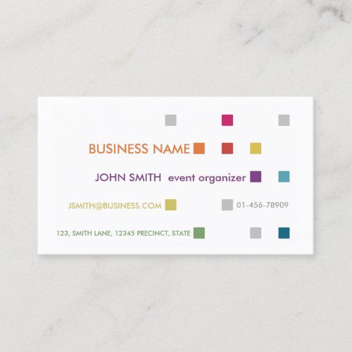 Event Organizer Special Skills Services Colorful Business Card