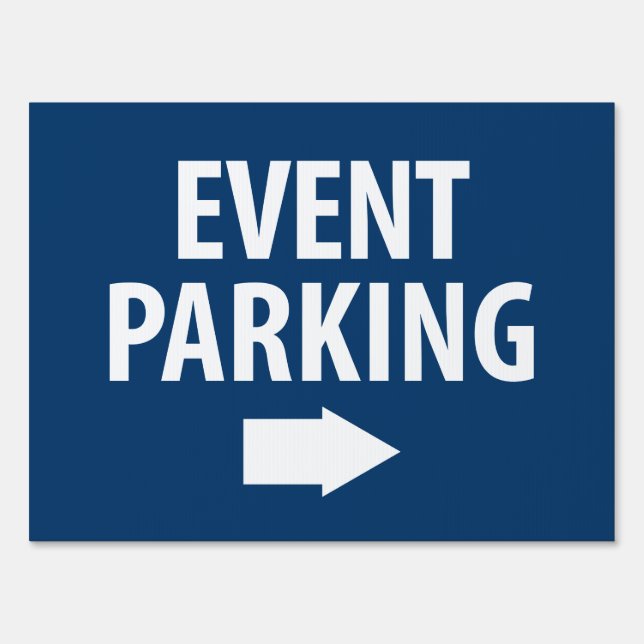 Event Parking Directional Arrow - Navy Blue Yard Sign (Front)