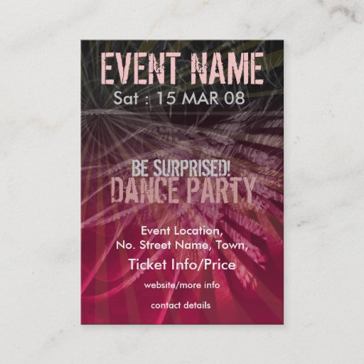 Customizable EVENT PARTY miniFLYER #004 Business Cards