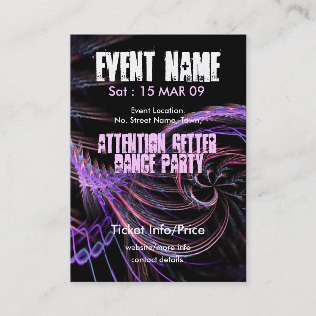 EVENT PARTY miniFLYER #007 Business Card (Front)