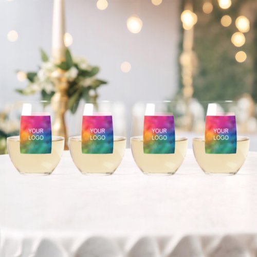Event Party Modern Elegant Template Logo Set Of 4 Stemless Wine Glass