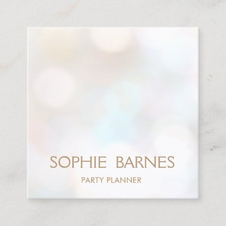 Event Party Planner Subtle Iridescent Bokeh Square Business Card