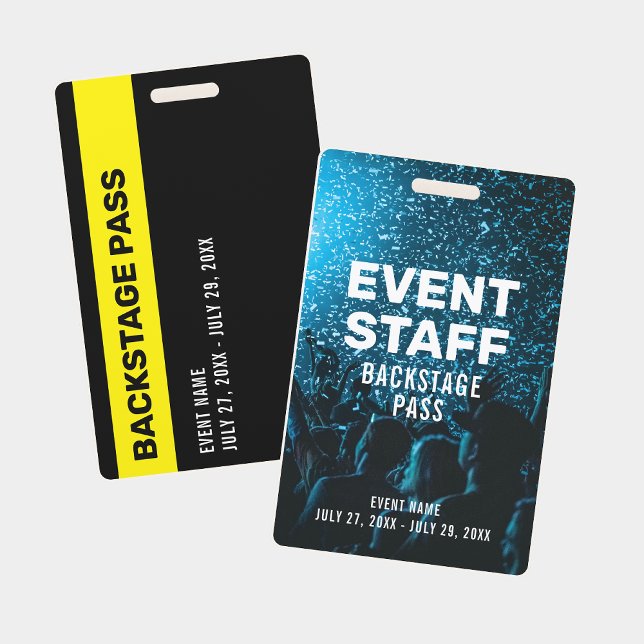 Event Photo Backstage Pass Event Staff ID Badge (Event Staff with Background Photo ID Badge)