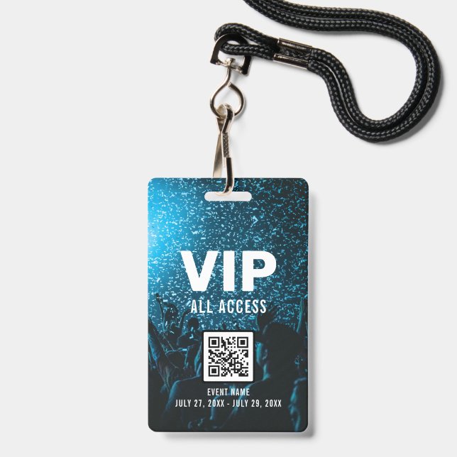 Event Photo VIP All Access Pass QR Code ID Badge | Zazzle