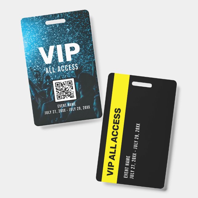 Event Photo VIP All Access Pass QR Code ID Badge | Zazzle