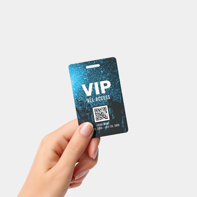 Event Photo VIP All Access Pass QR Code ID Badge | Zazzle