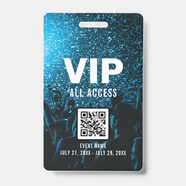 Event Photo VIP All Access Pass QR Code ID Badge | Zazzle