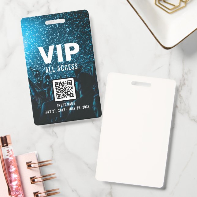 Event Photo VIP All Access Pass QR Code ID Badge | Zazzle