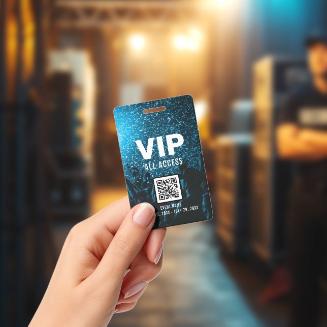 Event Photo VIP All Access Pass QR Code ID Badge | Zazzle