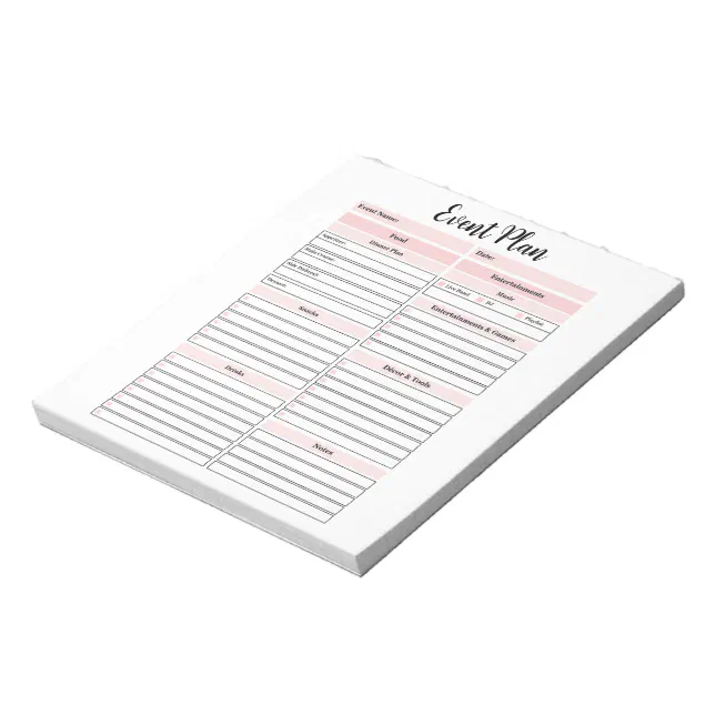 Event Plan Notepad | Zazzle