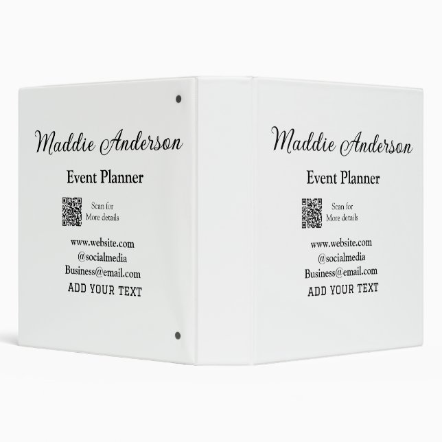 Event planner add name Q R code details website em 3 Ring Binder (Background)