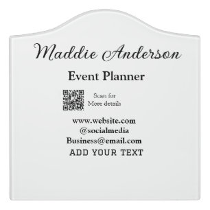 Event planner add name Q R code details website em Door Sign