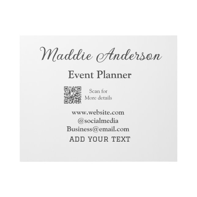 Event planner add name Q R code details website em Gallery Wrap (Front)