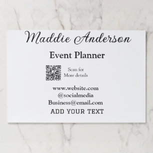 Event planner add name Q R code details website em Paper Pad