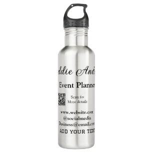 Event planner add name Q R code details website em Stainless Steel Water Bottle