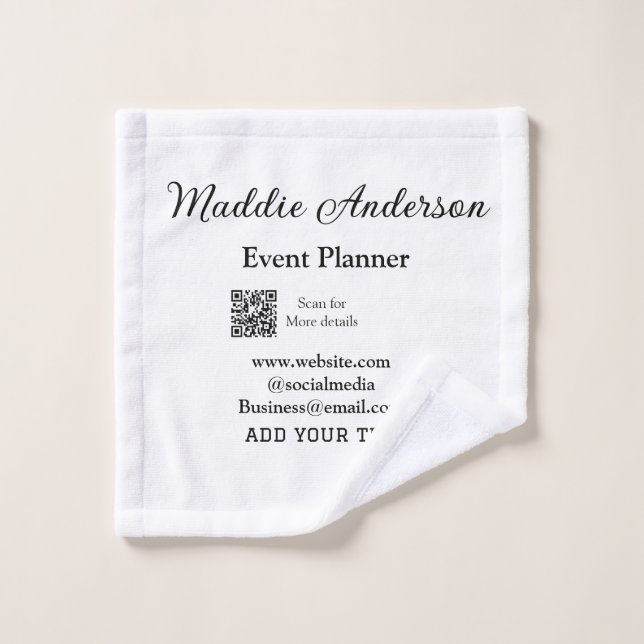 Event planner add name Q R code details website em Wash Cloth (Wash Cloth)