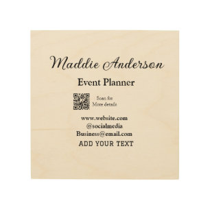 Event planner add name Q R code details website em Wood Wall Art