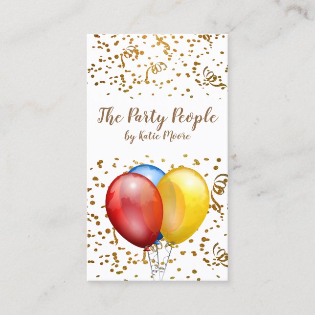 Event Planner Balloons Confetti Business Card (Front)