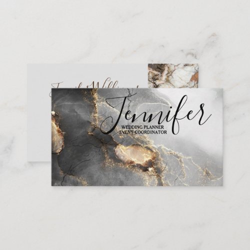 Event Planner Beautiful Black Grey  Gold Marble  Business Card