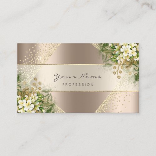 Event Planner Beauty Blogger Blush Gold Floral Business Card