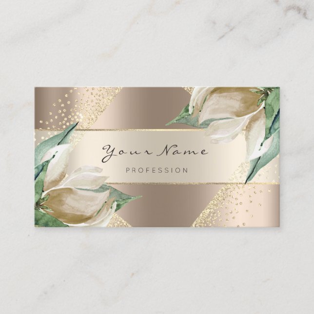 Event Planner Beauty Blogger Blush Gold Floral Business Card (Front)