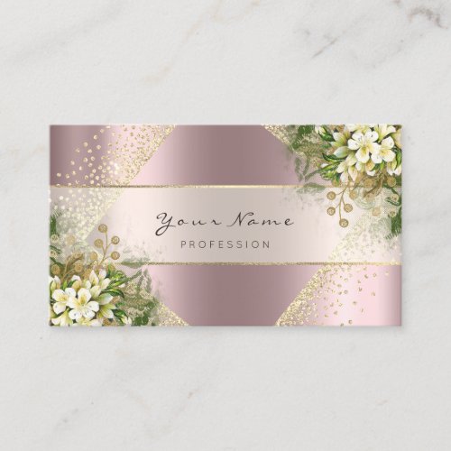 Event Planner Beauty Blogger Rose Gold Floral Business Card