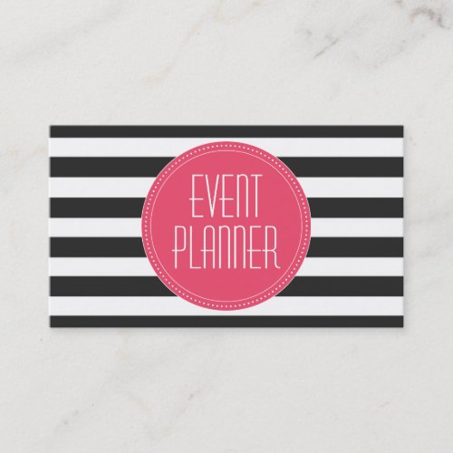 Event Planner Black and White Stripe Business Card