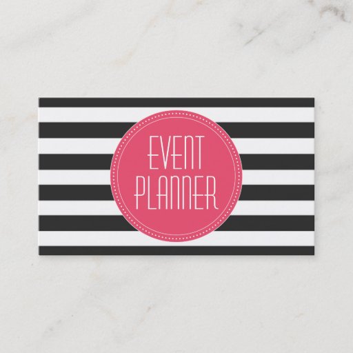 Customizable Event Planner Black and White Stripe Business Card