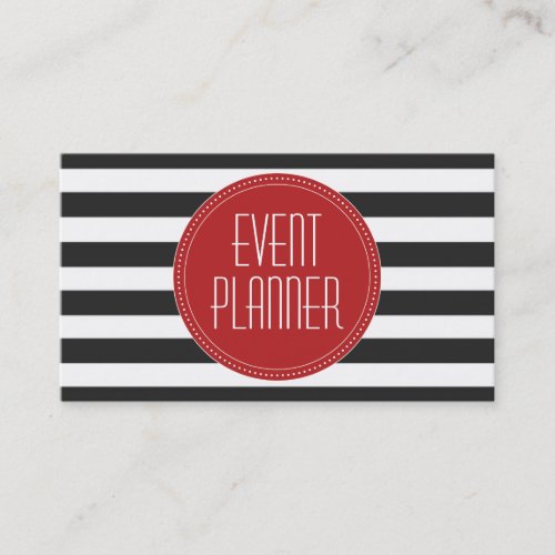 Event Planner Black and White Stripe Business Card
