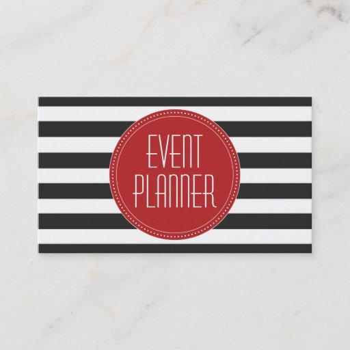 Customizable Event Planner Black and White Stripe Business Card