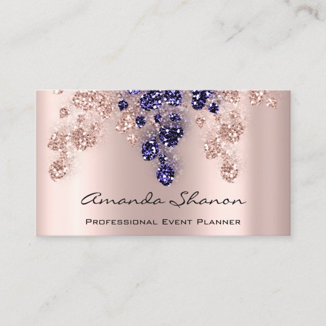 Event Planner Couch QrCode Photo Logo Blue Business Card (Front)