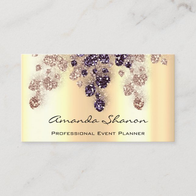 Event Planner Couch QrCode Photo Logo Navy Gold Business Card (Front)